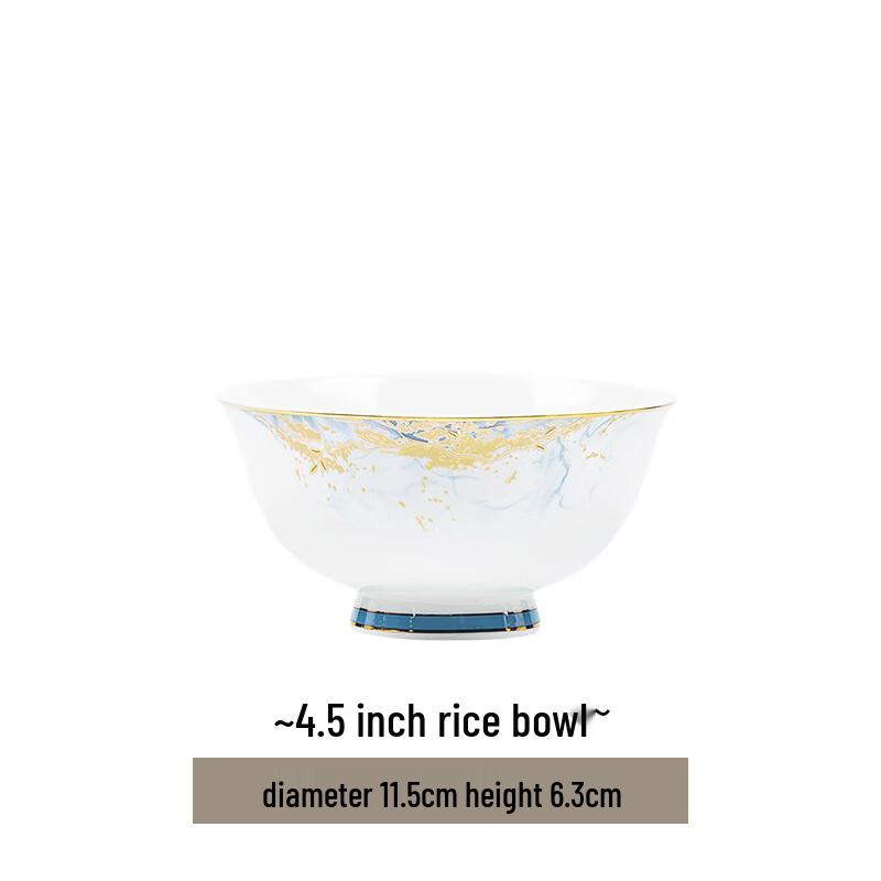 Керамическая рисовая миска в китайском стиле с золотым ободком 4.5 Inch Rice Bowl