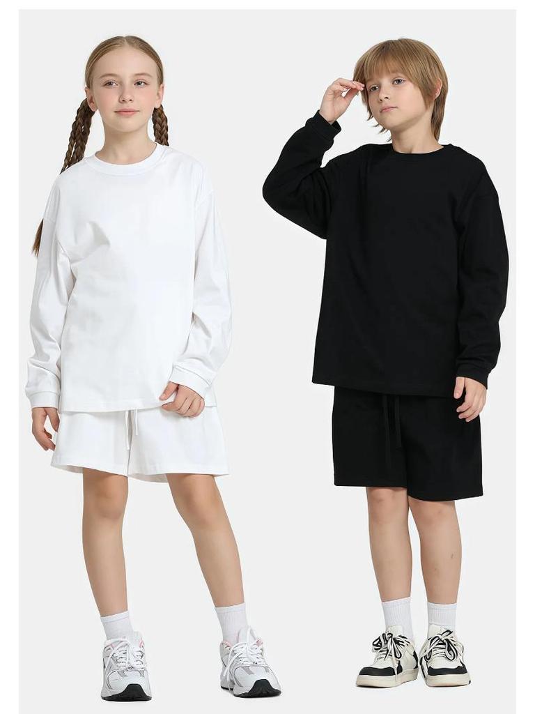 LVLV Kids Earth Tone Pure Cotton Heavyweight Long Sleeve T-shirt, Autumn/Winter 2025 Collection