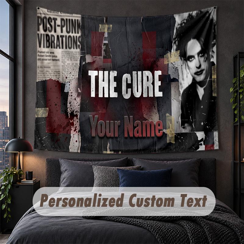 Custom Name Text Tapestry,The Cure Decorative Wall Hanging, Background Tapestry For Home Bedroom