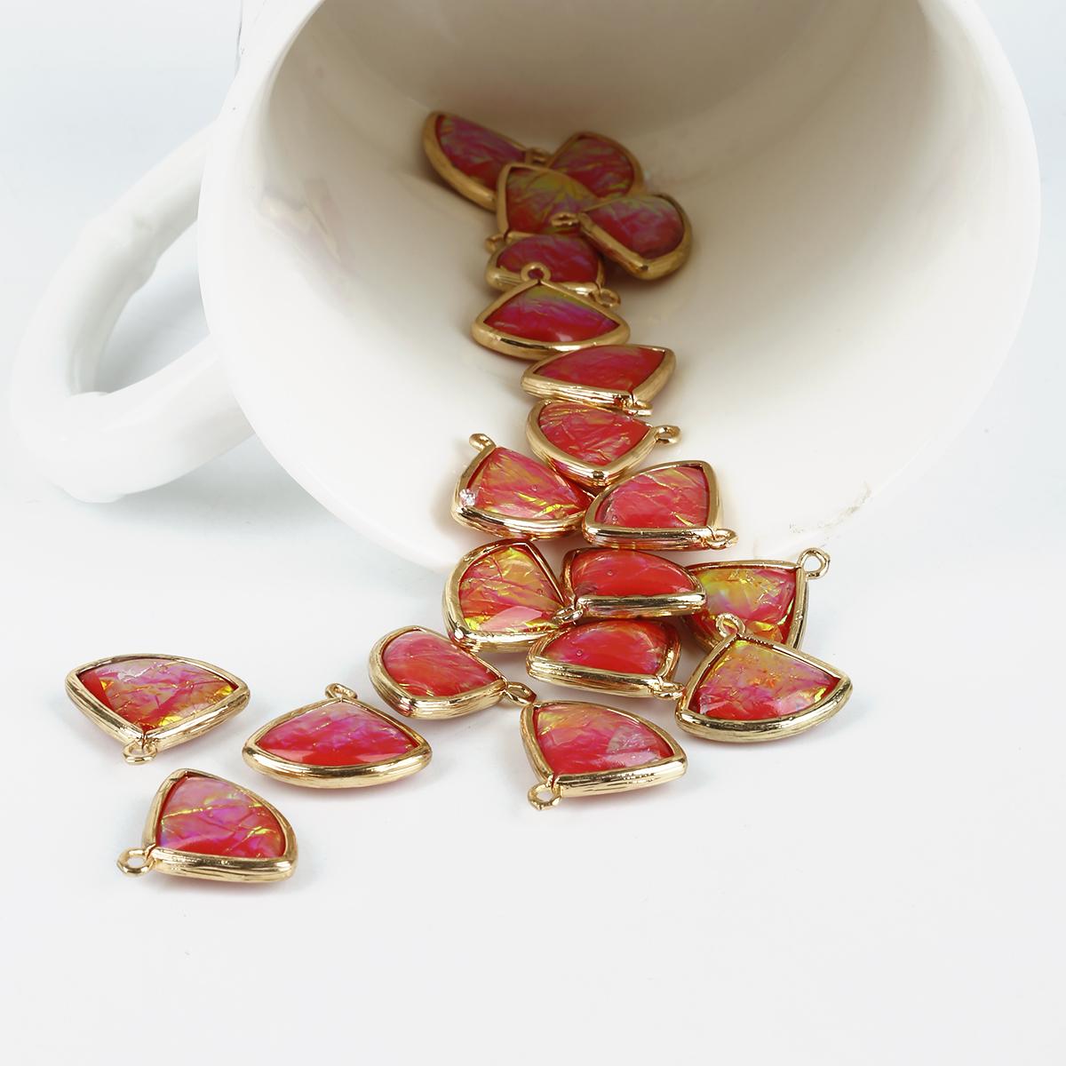 

2 шт. веерообразные подвески из смолы, кулон, модные ювелирные аксессуары для рукоделия, золотистый цвет, Золотая основа