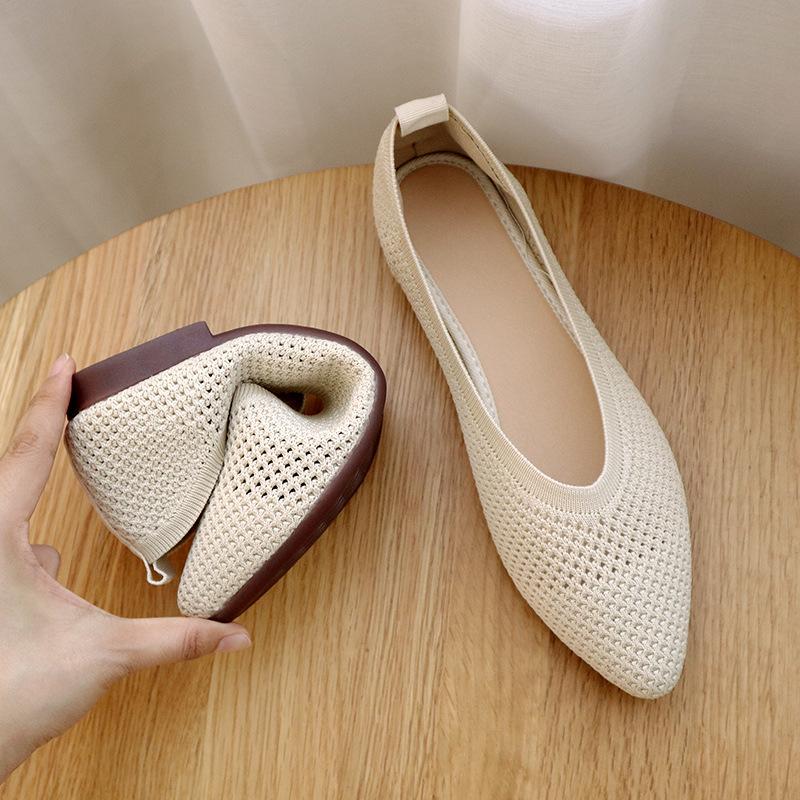 

summer Women Casual Shoes Shallow Mouth Hollow Out Soft Bottom Shoes Women Mesh Square Toe Breathable Flat Shoes 35