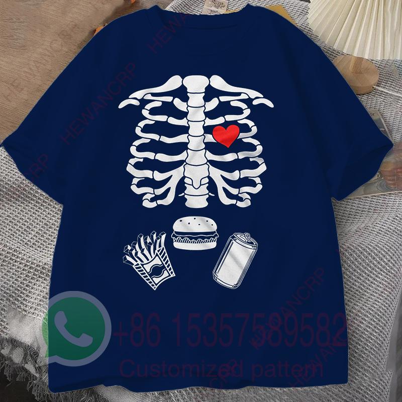 Skeleton Tshirt Ribcage Bones Summer Tracksuit Mens Round Neck Pullover Shortsleeved Tops Casual Sportswear Trendy Streetwear