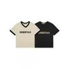 Womens V Neck Short Sleeve T Shirt Loose Fit Cotton Letter Print Casual Top