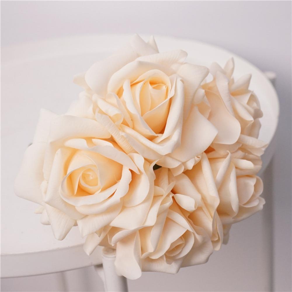 Multicolor Lifelike Flowers Bouquet 5 Heads Flower Bouquet Realistic Artificial Flower Rose  Gift