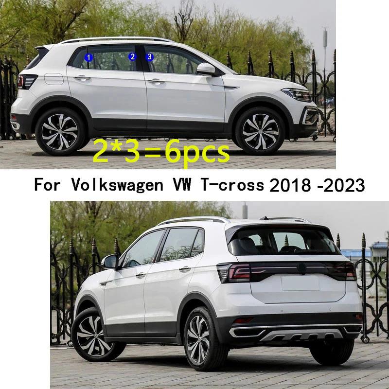 Car TPU/Glossy Mirror Pillar Post Cover For Volkswagen VW T-Cross TCross 2018 -  Door Trim Window Stickers 6PCS