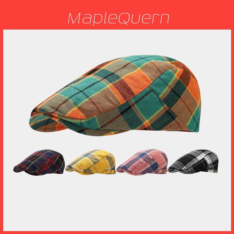 Classic Plaid Beret Hat For Women Men With Sun Protection Cotton Spring Summer Fashion Accessory