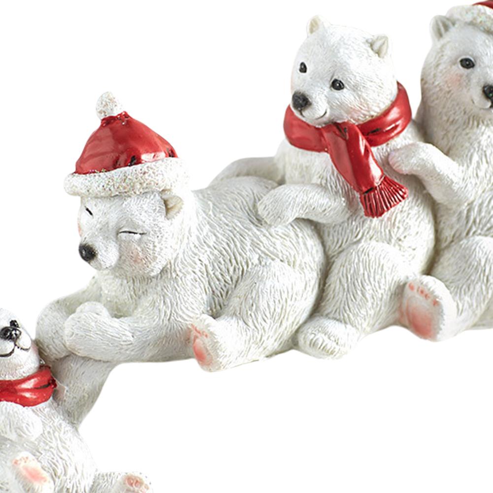 Christmas Black Bear Figurines Resin Miniature Art Craft for Bedside Tabletop