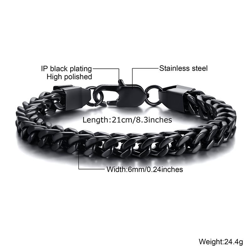Xiaomi Vnox Franco-Kettenarmbänder für Herren, Quadratische mehrlagige kubanische Kettenglieder-Armband aus Edelstahl, Lässiger männlicher Punk-Schmuck