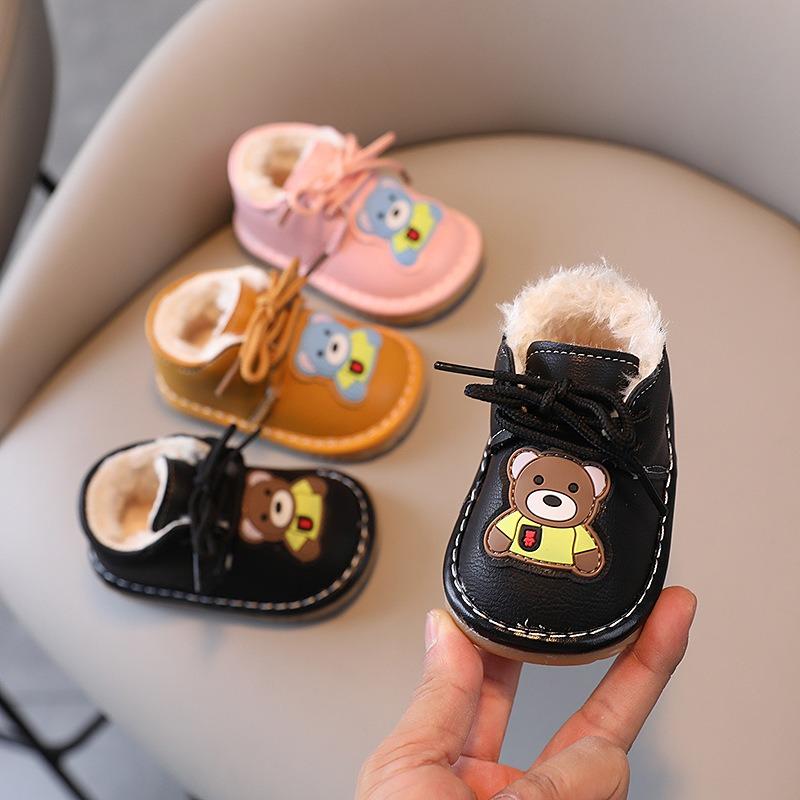 Baby Winterstiefel für Jungen & Mädchen im Alter von 1-3 Jahren Fleecegefüttert & Verdickt Weichsohlige Quetschschuhe für Kleinkinder