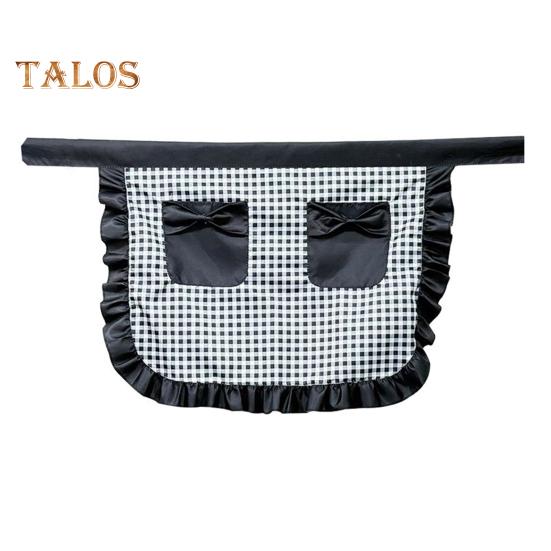 

Кухонный фартук с двойными карманами, отделанный оборками, полуфартук с регулируемыми завязками, фартук для кондитерской промышленности в стиле вестерн серый