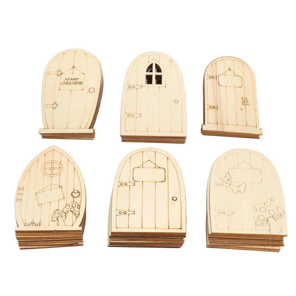 60 st DIY Ofärdiga Trädekorationer Tecknad Mönster Buxbom Handmålade Trädekorationer till