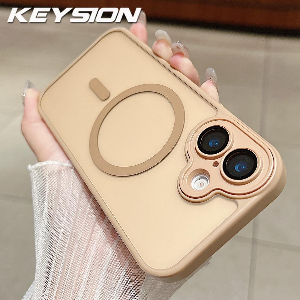 

KEYSION Luxury Matte Translucent Magnetic Case for MagSafe for iPhone 17 Wireless Charging Shockproof Armor Phone Back Cover for iPhone 17 золотой