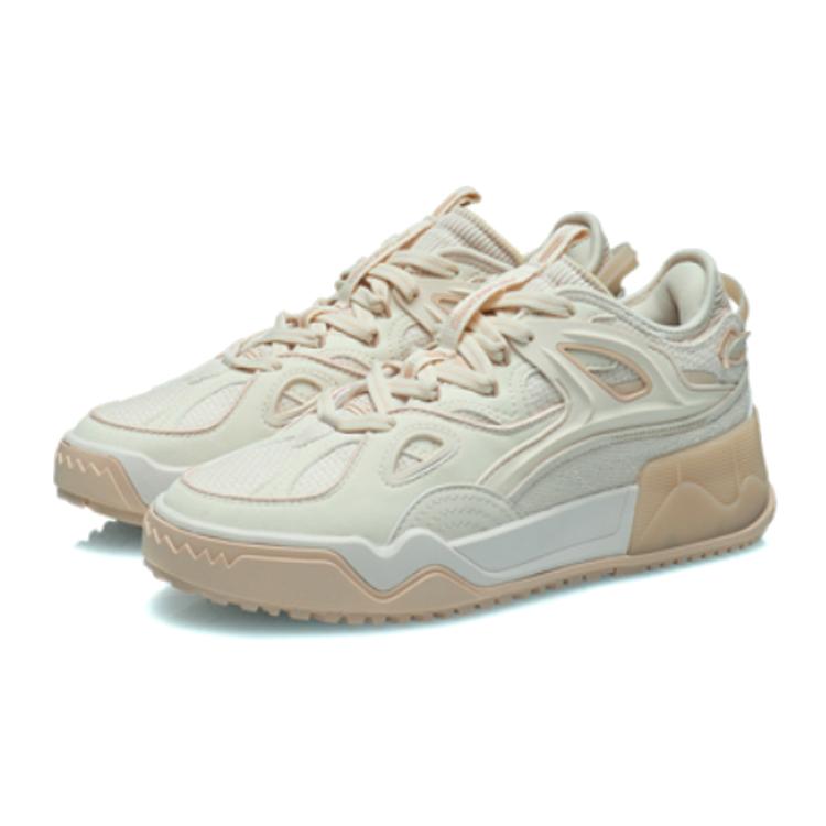 Li Ning CF Skateboard Shoes Women's Low top Light Gray Pink/Ice Cream Brown AGCR290-3