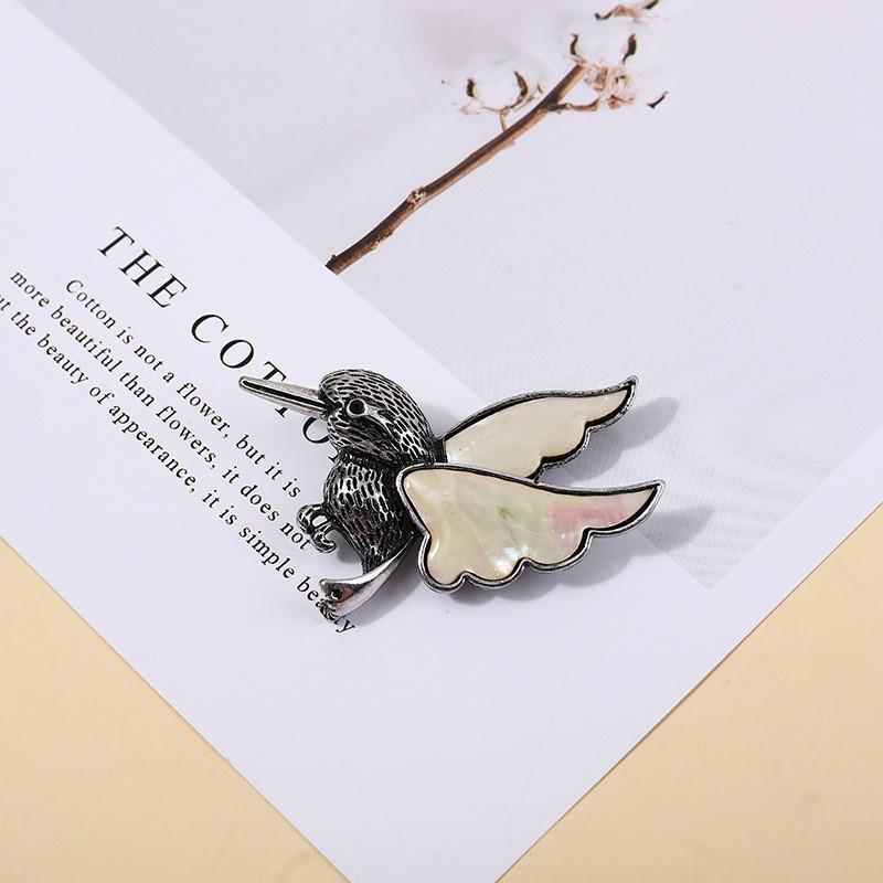 Animal Shell Bird Brooch Pin With Alloy Embedding For Fashion Accessory