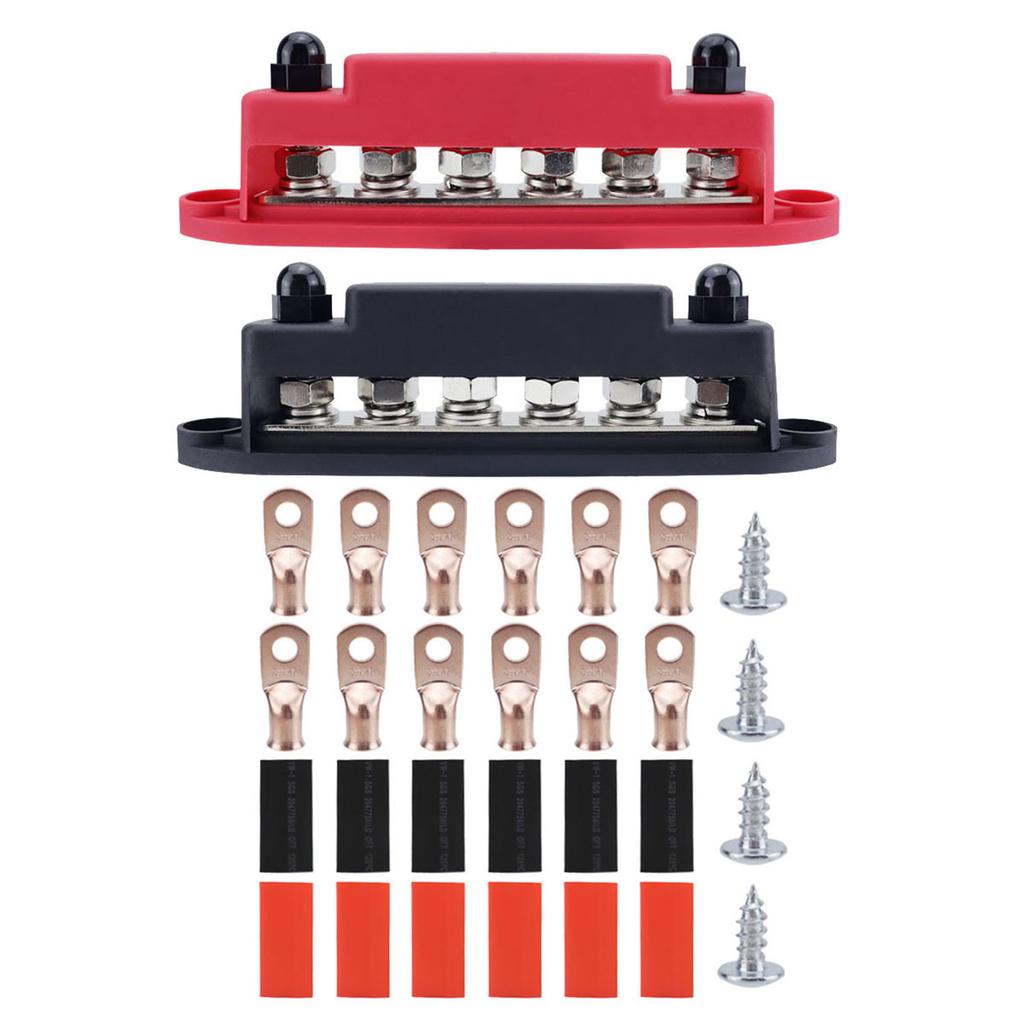 6 Post Power Distribution Block Terminal Screw Busbar High Current Wiring Stud Battery Junction Block for Marine Vehicle