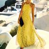 Ladies Halter Dress Sexy Wide Hem Polka Dot Printing Dress for Banquet