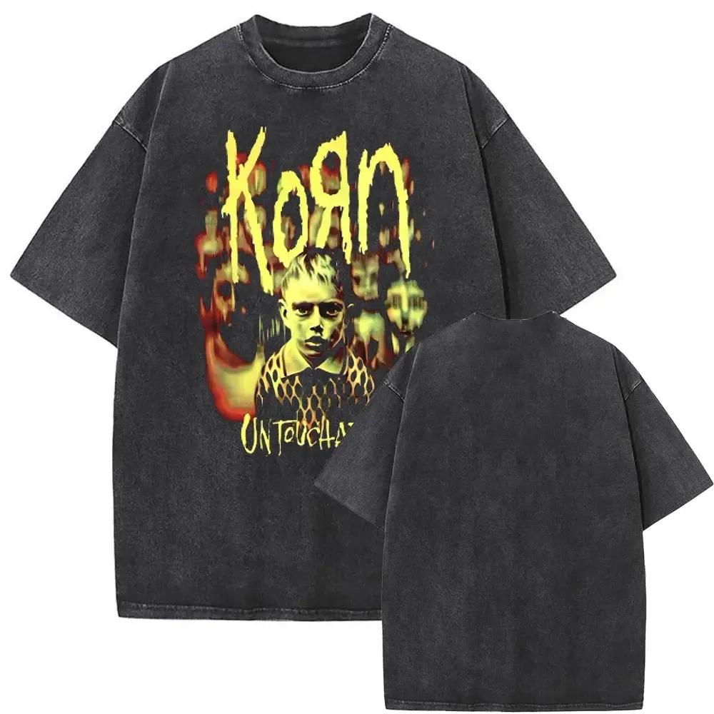 

Модна готична футболка чоловіча оверсайз футболки випрана вінтажна рок Korn Falling Away From Me футболка з принтом скелета чоловічі S
