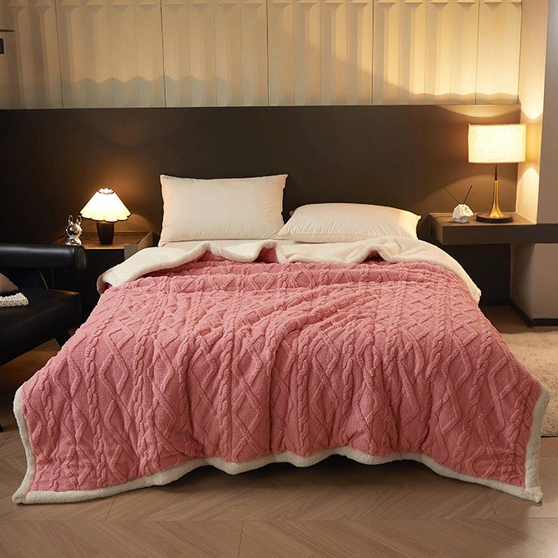 Thick Warm Taffeta Fleece Winter Blanket for Bed Geometric Pattern Soft Sofa Throw Blankets Queen Size Plush Bedroom Bedspread