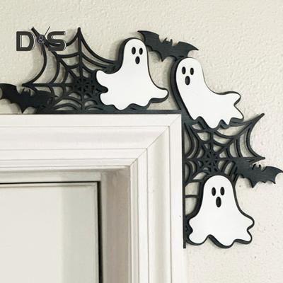 Halloween Türrahmen-Dekoration, rustikales hölzernes Kürbis-Gespenst, Hexe, Tür-Eckschild, für Zuhause, Büro, Vordertüraufsatz, Sitter, Festival-Ornament