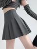 Fashion Women Solid Pleated A-Line Skirt Anti-Burnout High Waist Short Skirt