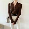 Women's Korean Style Slim-Fit V-Neck Knit Cardigan Sweater