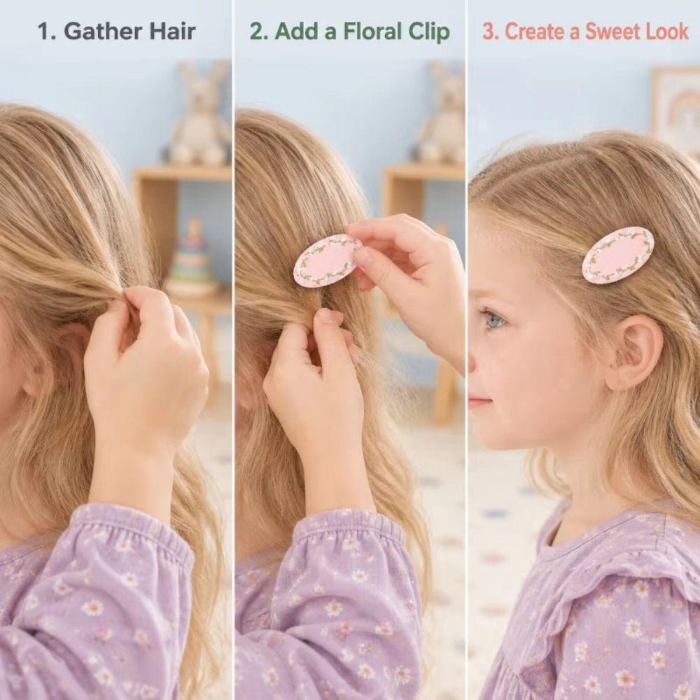 Oval Fabric Embroidery Hair Clip 2Pcs/set Children's Hair Accessories Party