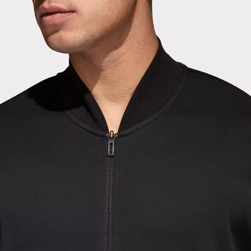 adidas Jachetă Bărbați cu Fermoar, Umeri Căzuți, Culoare Uni, Negru DM9549