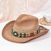 Hot Hat Women's Panama Hat Ethnic Style Face Small Straw Hat Sunscreen Shade American Western Cowboy Hat