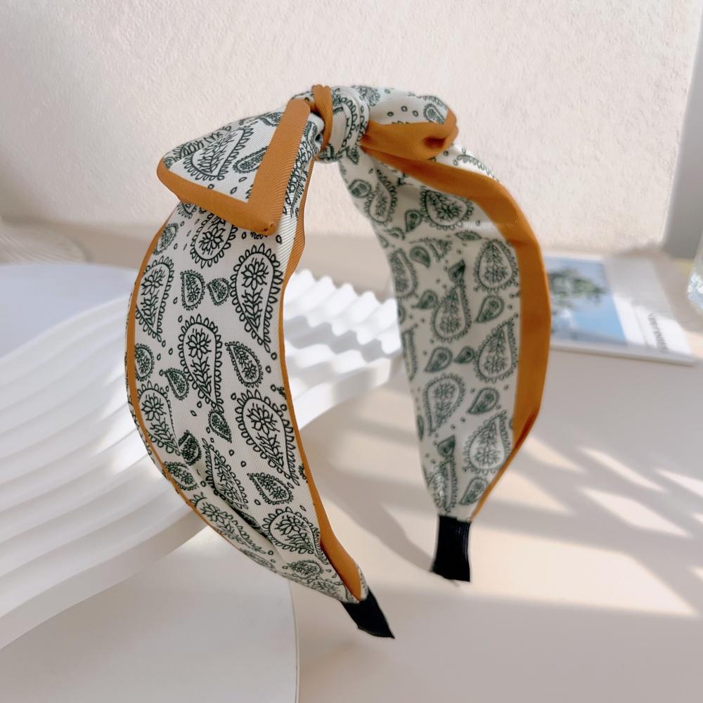 Retro Bohemian Bandanna Bow Rabbit Ear Headband for Women Floral Paisley Wide Hoop Turban Hair Band Hair Styling Accessories