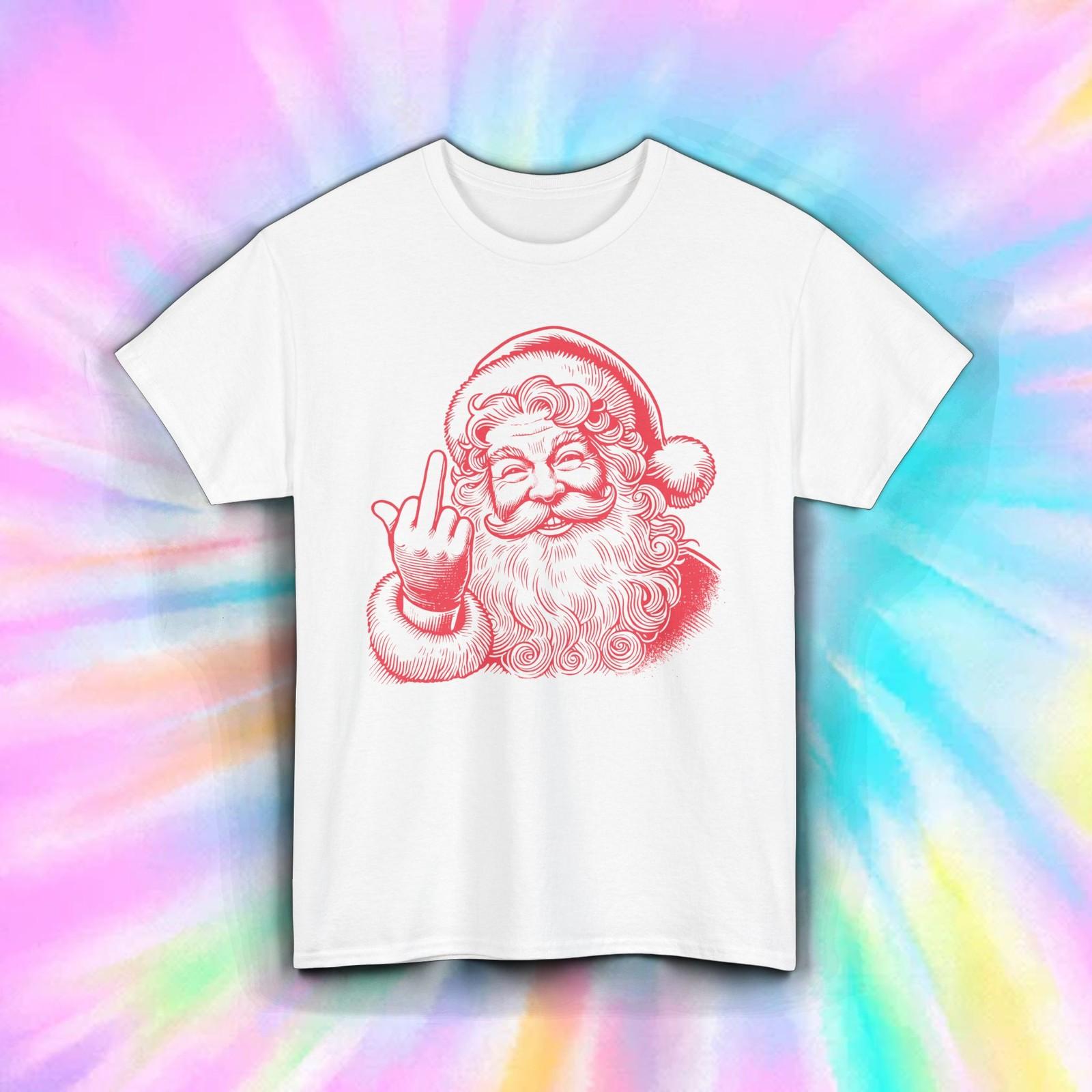 Offensive Santa Shirt | Funny Christmas Middle Finger Holiday Tee S–5XL S