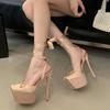 Spring and summer new ballet 14CM super high heels waterproof table bag head empty stiletto strap sandals