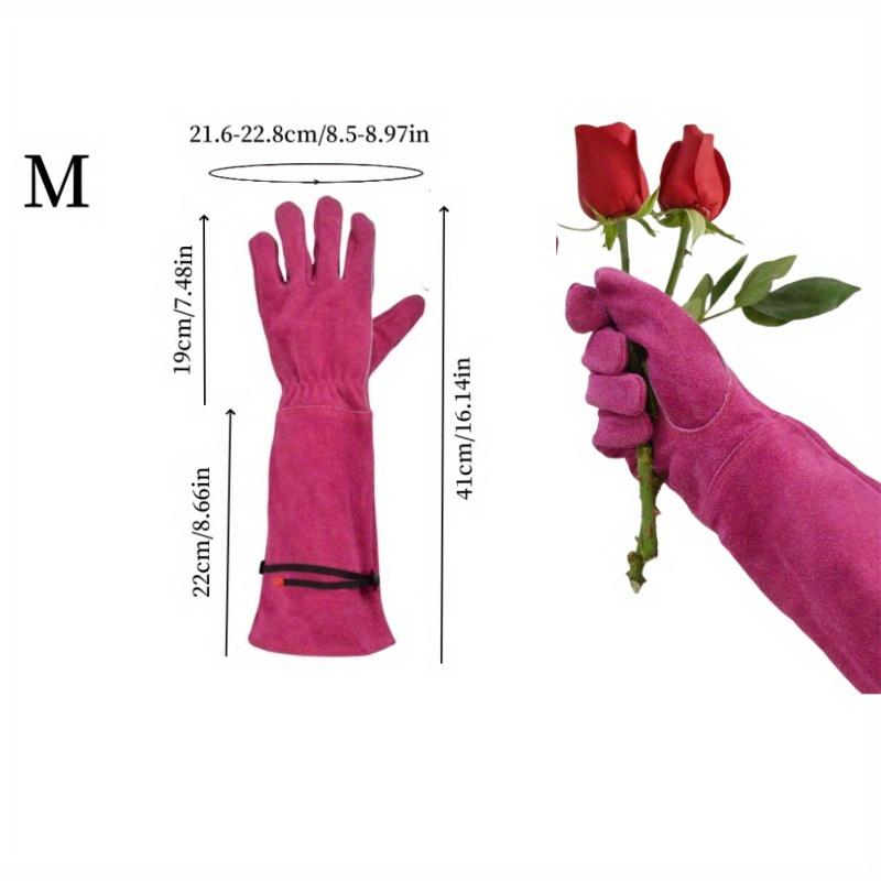 

1 Pair Long Leather-Like Gardening Gloves with Extended Cowhide Sleeves Heavy-Duty Thorn-Resistant Rose Pruning Gloves Outdoor