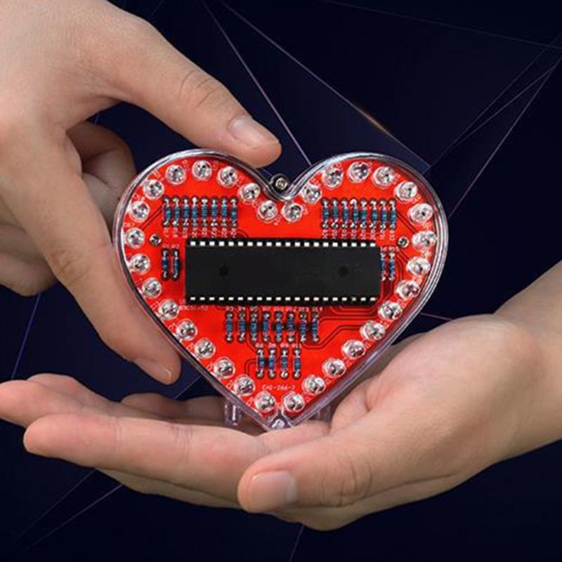 Kit di Saldatura LED RGB a Forma di Cuore per Appassionati del Fai-da-te, Set Elettronico Educativo per Studenti e Regalo Creativo