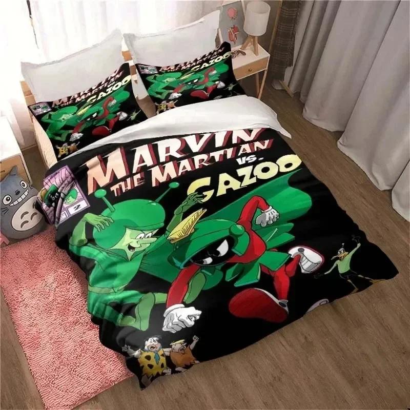 3D Print Game Marvin The Martian Cartoon Bed Set Duvet Cover Pillowcase Bedding Set Linen Sheet Quilt Cover Full Queen King Size