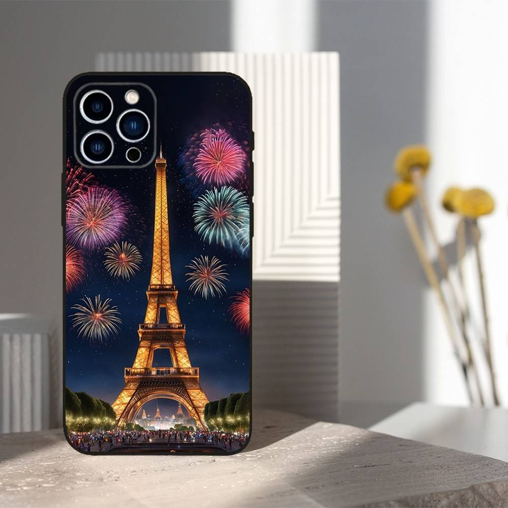 

Paris landscape Eiffel Tower For iPhone 12,16,11,14,15,17,13,X,Mini,SE,XS,Plus,Pro Max,8,7,XR,Soft Silicone Black Case iPhone13