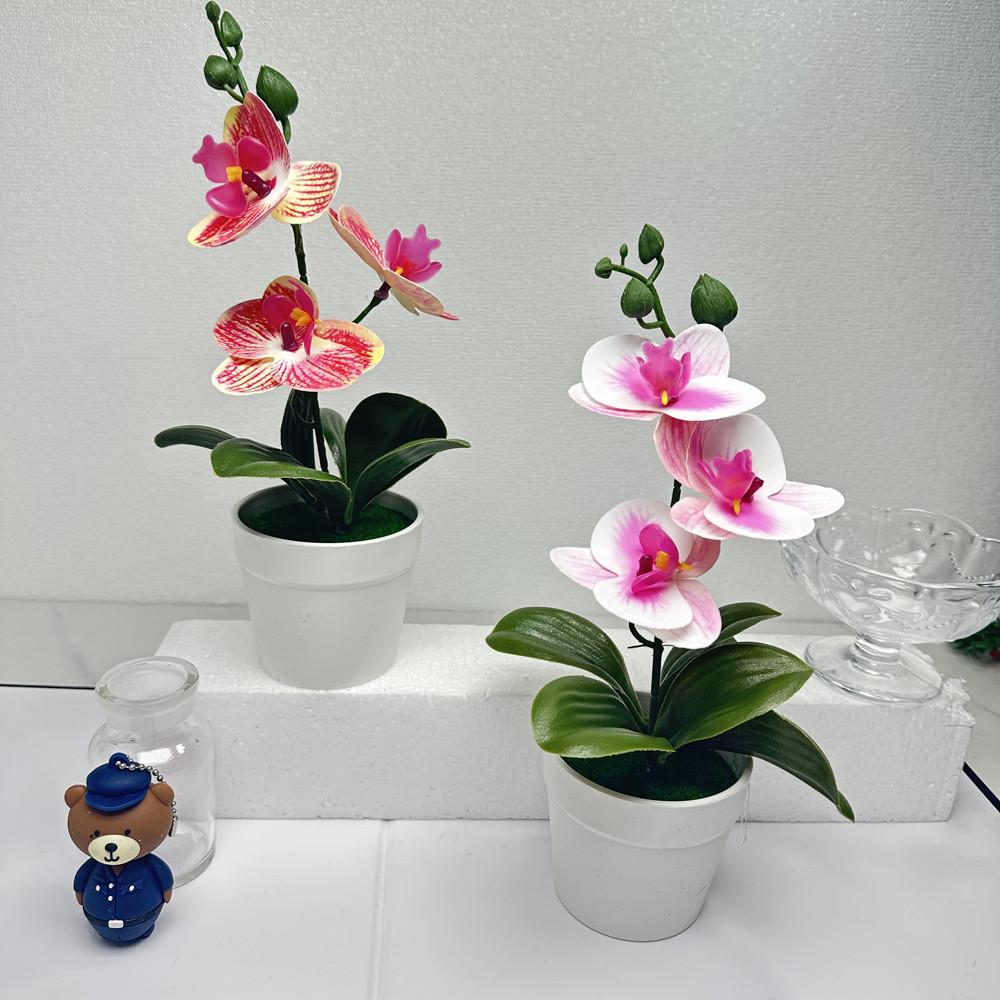 Butterfly Orchid Realistic Faux  Green Plants Potted For Indoor Decorations
