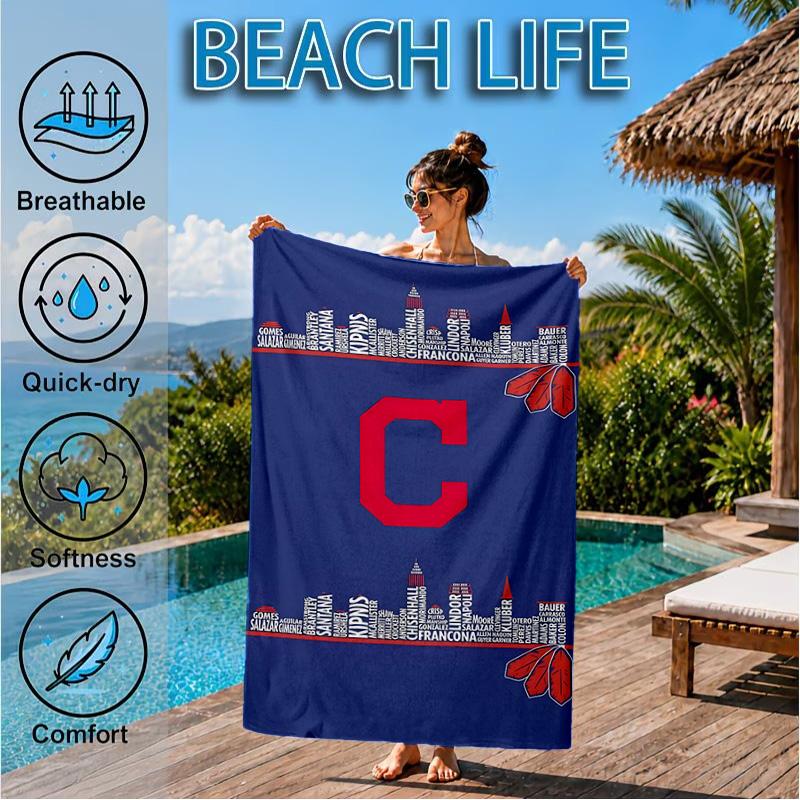 Cleveland Chief Symbol Beach Towel, Microfiber Beach Towel, Perfect For Pool, Beach, Travel, Home Decor Beach Party Fan Gifts