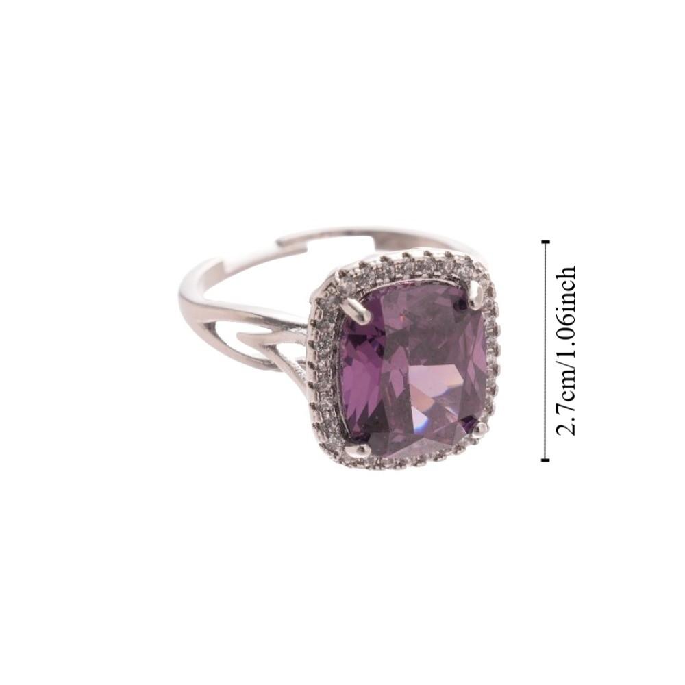 Big Square Crystal Open Ring Zircon Exaggerated Ring Flash Shiny Rhinestone Rings  Women Gift