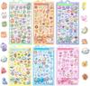 Rignrtim Puffy 3D Sticker Set of 6 Kids' Smartphone Case Decoration Notebook DIY Gift Easy To Peel
