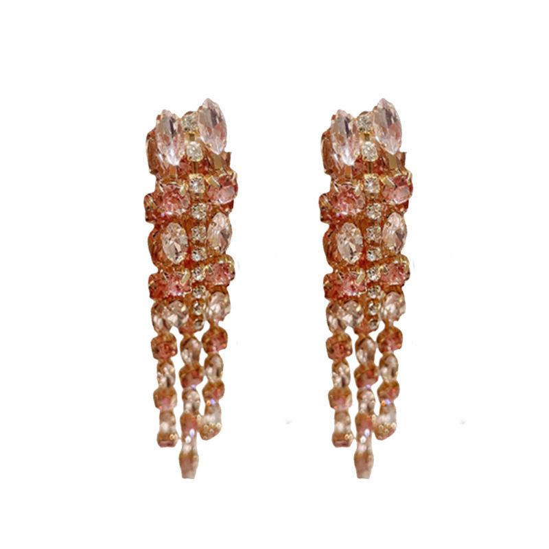 Silver Needle Light Luxury Diamond Fringed Earrings Niche Fashion Design Earrings Internet Celebrities with the Same High-end Jewelry