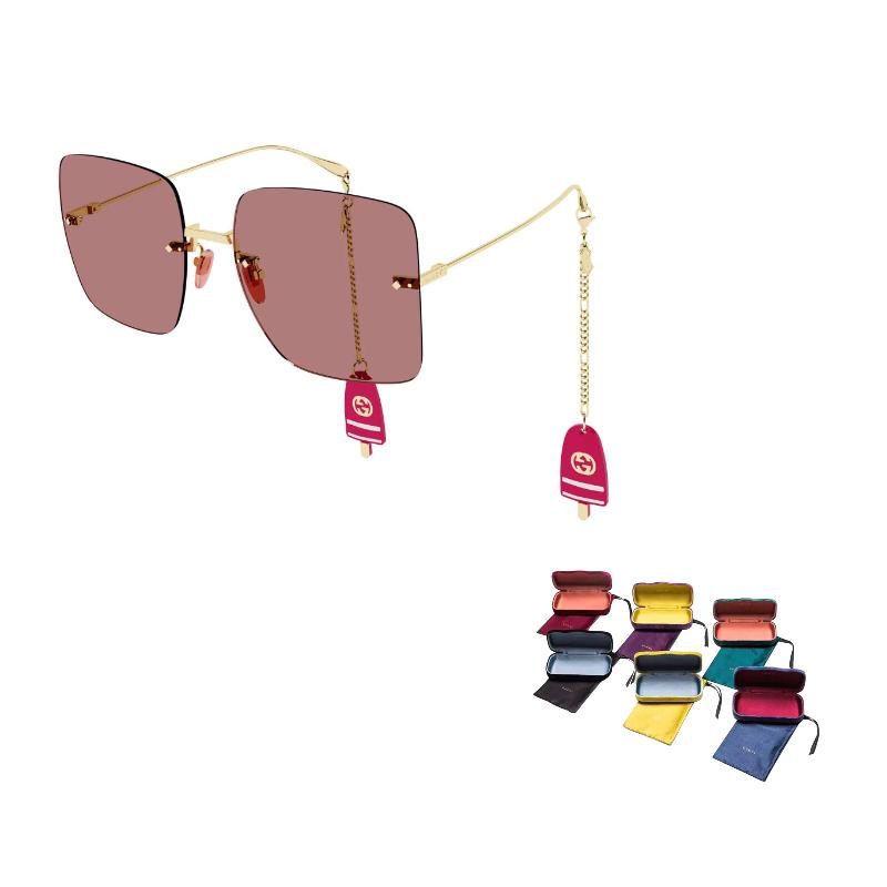 Gucci Rahmenlose Schmetterling Anhänger Sonnenbrille Damen Sonnenbrille GG1147S-005 Dust Bag+Eyeglass Case (Random Color)