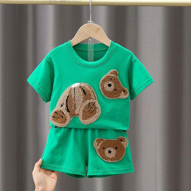Girls' Set Summer Clothes Baby Two-piece Set Casual Cartoon Short Sleeved Children's Sportswear Trendy