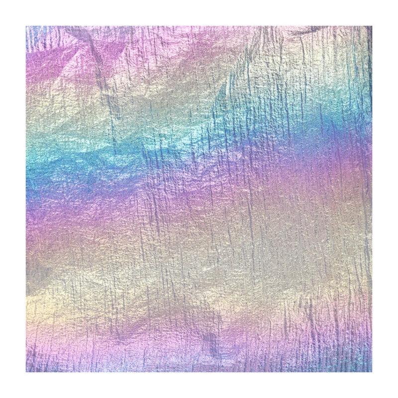 Laser Gradient Pearl Net Chiffon Fabric with Iridescent Crinkle Sheen for Stage Gown DIY Luxury Haute Designer Fabric