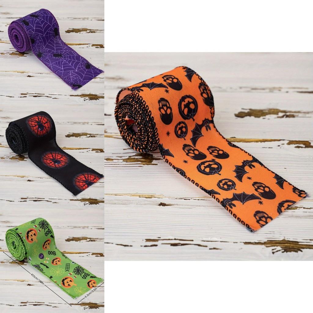 Colorful Halloween Pumpkin Spider Ribbon For Festive Decorations And Diy Crafts