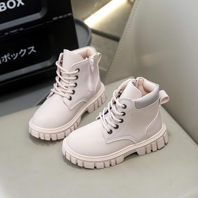 Botki Dziecięce Antypoślizgowe Zapinane na Zamek Boczny Dziecięce Skórzane Botki Jednolity Kolor 2025 Jesień Nowe Chłopcy Dziewczynki Krótkie Botki Wygodne