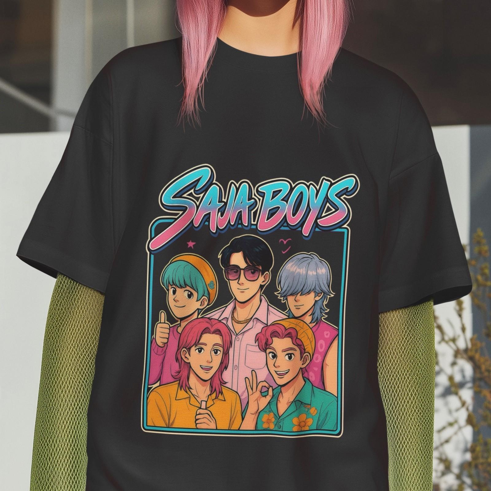 Saja Boys T Shirt Anime Graphic Korean Retro Y2K Streetwear Unisex Casual Tee L