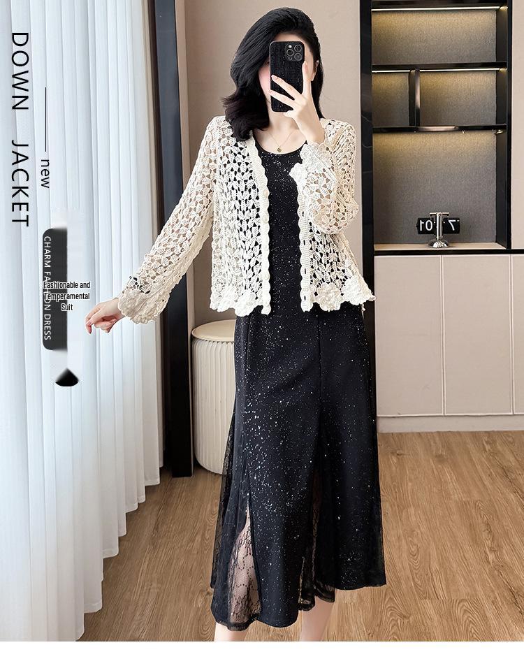 Starry Sky Sleeveless Dress with Sun Protection Cardigan