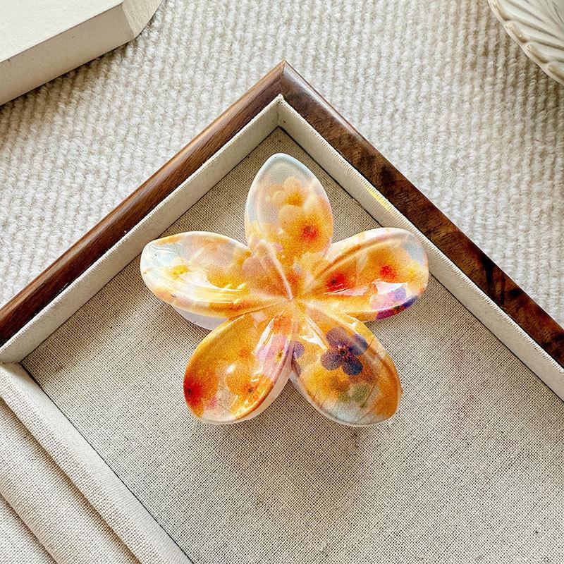 Smudge Frangipani Haarspange Damen Bunt Vielseitig Haifisch-Klammern Einfache Haaraccessoires