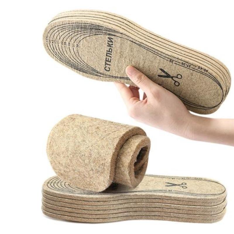 1/2/3/5/10 Pcs Wool Felt Insoles Winter Warm Boot Shoe Insert Insoles for Men