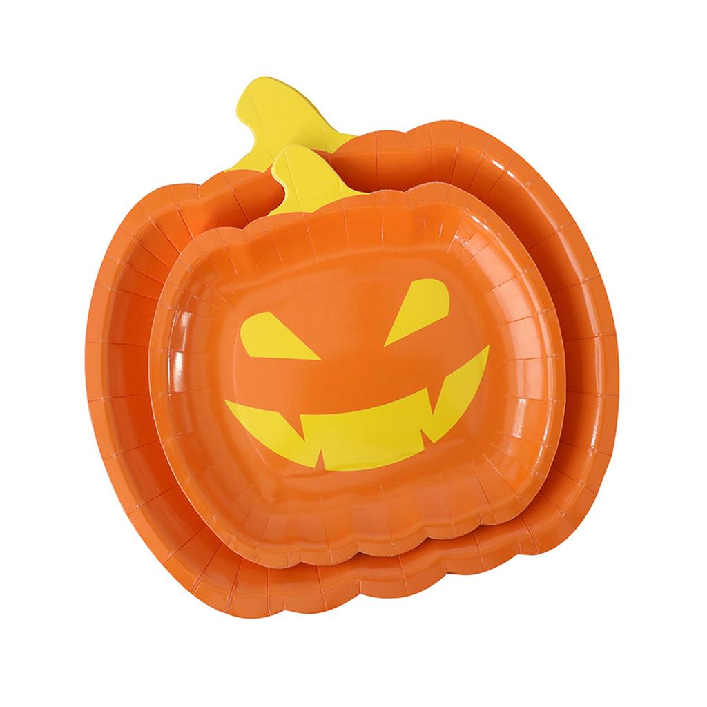 10 Pieces/set Halloween Pumpkin Paper Plate Tray Home Decor Dinner Plate Home Party Dining Room Decoration 2 Sizes
